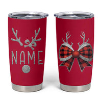 Personalized Christmas Tumbler Cup Custom Name Cute Reindeer Girly Bow - Wonder Print Shop