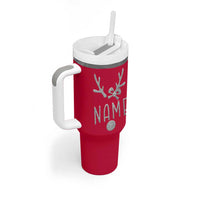 Personalized Christmas Tumbler With Handle Custom Name Cute Reindeer Girly Bow - Wonder Print Shop