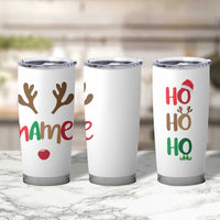 Personalized Christmas Tumbler Cup Custom Name Ho Ho Ho Santa Reindeer Elf - Wonder Print Shop