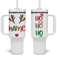 Personalized Christmas Tumbler With Handle Custom Name Ho Ho Ho Santa Reindeer Elf - Wonder Print Shop