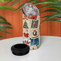 Personalized Christmas 4 in 1 Can Cooler Tumbler Custom Name Vingtage Xmas Stamp - Wonder Print Shop