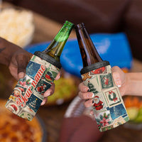 Personalized Christmas 4 in 1 Can Cooler Tumbler Custom Name Vingtage Xmas Stamp - Wonder Print Shop