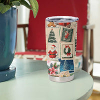 Personalized Christmas Tumbler Cup Custom Name Vingtage Xmas Stamp - Wonder Print Shop
