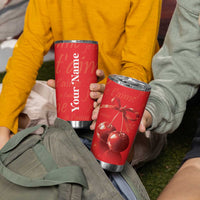 Personalized Coquette Christmas Tumbler Cup Custom Name Cherry Bow Je T'aime - Wonder Print Shop