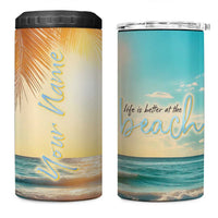 Personalized Beach 4 in 1 Can Cooler Tumbler Custom Name Life Is Better At Beach Trip Vacation - Wonder Print Shop