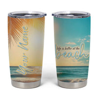 Personalized Beach Tumbler Cup Custom Name Life Is Better At Beach Trip Vacation - Wonder Print Shop