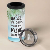 Personalized Beach Lover 4 in 1 Can Cooler Tumbler Custom Name The Sun The Sand And A Drink In My Hand - Wonder Print Shop