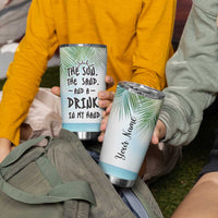 Personalized Beach Lover Tumbler Cup Custom Name The Sun The Sand And A Drink In My Hand - Wonder Print Shop