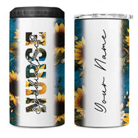 Personalized Pediatric Nurse 4 in 1 Can Cooler Tumbler Custom Name Nurse Gifts Sunflower - Wonder Print Shop