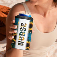 Personalized Pediatric Nurse 4 in 1 Can Cooler Tumbler Custom Name Nurse Gifts Sunflower - Wonder Print Shop