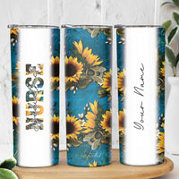 Personalized Pediatric Nurse Skinny Tumbler Custom Name Nurse Gifts Sunflower - Wonder Print Shop