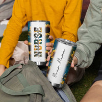 Personalized Pediatric Nurse Tumbler Cup Custom Name Nurse Gifts Sunflower - Wonder Print Shop