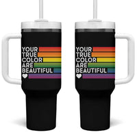 Gift For LGBT Friends Tumbler With Handle Your True Colors Are Beautiful Rainbow - Wonder Print Shop