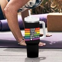 Gift For LGBT Friends Tumbler With Handle Your True Colors Are Beautiful Rainbow - Wonder Print Shop