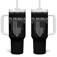 Viking Tumbler With Handle Til Valhalla American Axe Flag Norse Mythology - Wonder Print Shop