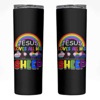 LGBT Pride Skinny Tumbler Jesus Loves All His Sheep Lesbian Gay Bisexual Transgender Black White - Wonder Print Shop