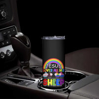LGBT Pride Skinny Tumbler Jesus Loves All His Sheep Lesbian Gay Bisexual Transgender Black White - Wonder Print Shop
