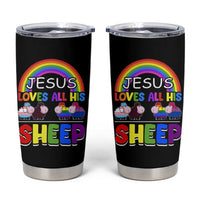 LGBT Pride Tumbler Cup Jesus Loves All His Sheep Lesbian Gay Bisexual Transgender Black White - Wonder Print Shop