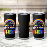 LGBT Pride Tumbler Cup Jesus Loves All His Sheep Lesbian Gay Bisexual Transgender Black White - Wonder Print Shop