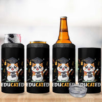 Graduation Cat Lover 4 in 1 Can Cooler Tumbler Educated Cat Graduated Graduating - Wonder Print Shop