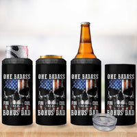 Father's Day 4 in 1 Can Cooler Tumbler One Badass Bonus Dad Skull - Wonder Print Shop