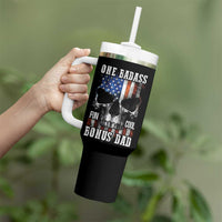 Father's Day Tumbler With Handle One Badass Bonus Dad Skull - Wonder Print Shop