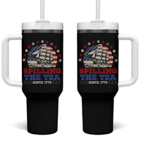 Funny 4th Of July Tumbler With Handle Spilling The Tea Since 1773 - Wonder Print Shop