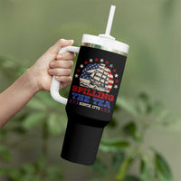 Funny 4th Of July Tumbler With Handle Spilling The Tea Since 1773 - Wonder Print Shop