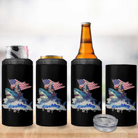 Funny 4th Of July 4 in 1 Can Cooler Tumbler George Washington Riding Shark Patriotic Independence Day - Wonder Print Shop