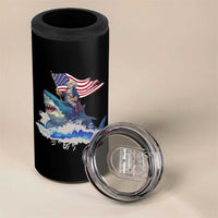 Funny 4th Of July 4 in 1 Can Cooler Tumbler George Washington Riding Shark Patriotic Independence Day - Wonder Print Shop