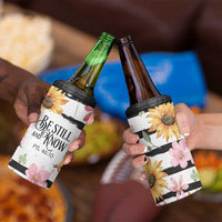 Christian 4 in 1 Can Cooler Tumbler Be Still And Know Sunflower Aesthetic - Wonder Print Shop