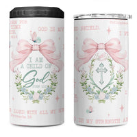 Christian Gifts 4 in 1 Can Cooler Tumbler I Am A Child Of God Coquette Christ Cross - Wonder Print Shop