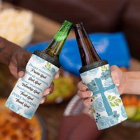 Christian 4 in 1 Can Cooler Tumbler Thank God Faith Flower Christ Cross - Wonder Print Shop