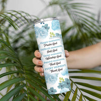 Christian Skinny Tumbler Thank God Faith Flower Christ Cross - Wonder Print Shop