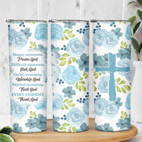 Christian Skinny Tumbler Thank God Faith Flower Christ Cross - Wonder Print Shop