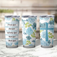 Christian Tumbler Cup Thank God Faith Flower Christ Cross - Wonder Print Shop