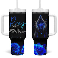 Christian Prayer Tumbler With Handle Pray On It Pray Over It Pray Through It - Wonder Print Shop