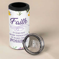 Christian 4 in 1 Can Cooler Tumbler Faith Does Not Make Things Easy It Makes Them Possible - Wonder Print Shop