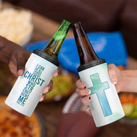 Christian 4 in 1 Can Cooler Tumbler I Can Do All Things Through Christ Watercolor Christ Cross - Wonder Print Shop