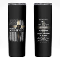 Christian Gifts For Men Skinny Tumbler Man Of God Inspirational Bible Patriotic American Flag - Wonder Print Shop