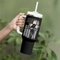 Christian Gifts For Men Tumbler With Handle Man Of God Inspirational Bible Patriotic American Flag - Wonder Print Shop