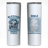 Christian Gifts For Men Skinny Tumbler Bible Emergency Numbers Lion Christ Cross - Wonder Print Shop