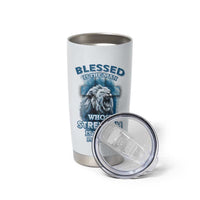 Christian Gifts For Men Tumbler Cup Bible Emergency Numbers Lion Christ Cross - Wonder Print Shop