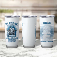 Christian Gifts For Men Tumbler Cup Bible Emergency Numbers Lion Christ Cross - Wonder Print Shop