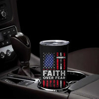 Christian Gifts For Men Tumbler Cup Faith Over Fear Be Strong And Courageous - Wonder Print Shop