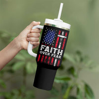 Christian Gifts For Men Tumbler With Handle Faith Over Fear Be Strong And Courageous - Wonder Print Shop