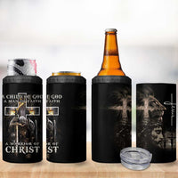Christian Gifts For Men 4 in 1 Can Cooler Tumbler A Child of God Man of Faith Warrior of Chirst - Wonder Print Shop