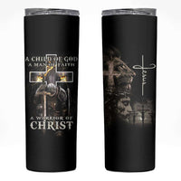 Christian Gifts For Men Skinny Tumbler A Child of God Man of Faith Warrior of Chirst - Wonder Print Shop