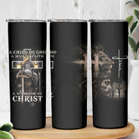 Christian Gifts For Men Skinny Tumbler A Child of God Man of Faith Warrior of Chirst - Wonder Print Shop