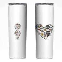 Suicide Prevention Awareness Skinny Tumbler You Matter Semicolon Flowers - Wonder Print Shop
